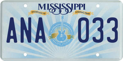 MS license plate ANA033