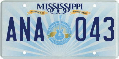 MS license plate ANA043