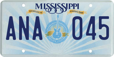 MS license plate ANA045