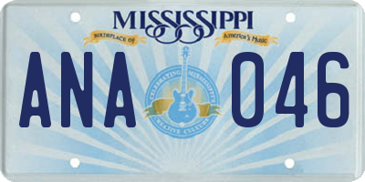 MS license plate ANA046