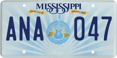 MS license plate ANA047