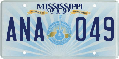 MS license plate ANA049