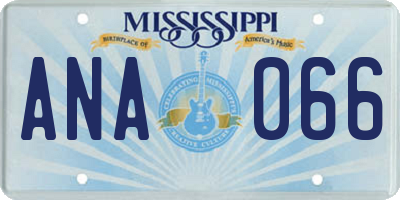 MS license plate ANA066