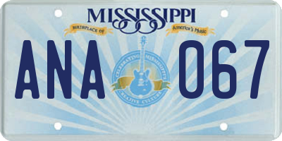 MS license plate ANA067
