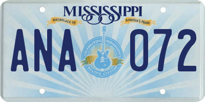 MS license plate ANA072