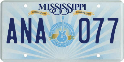 MS license plate ANA077