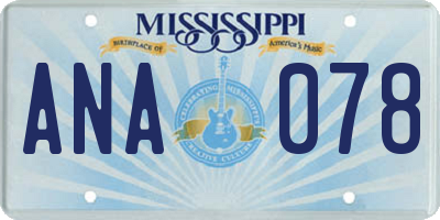 MS license plate ANA078