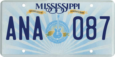 MS license plate ANA087