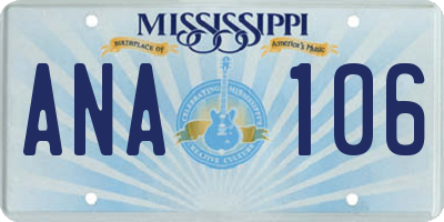 MS license plate ANA106
