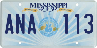 MS license plate ANA113