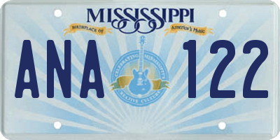 MS license plate ANA122