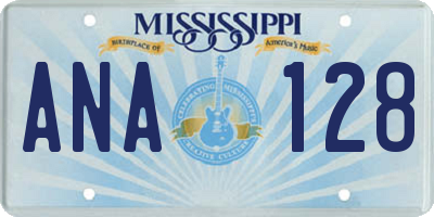 MS license plate ANA128