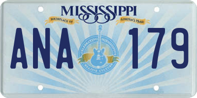 MS license plate ANA179
