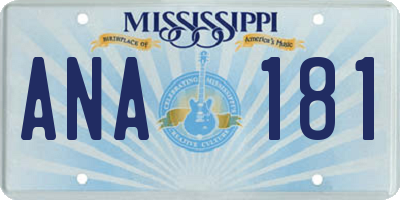 MS license plate ANA181