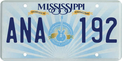 MS license plate ANA192