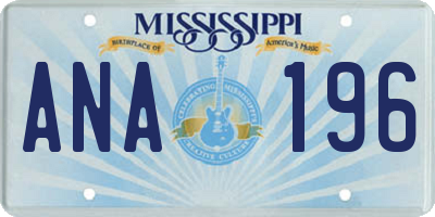 MS license plate ANA196