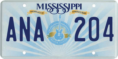 MS license plate ANA204