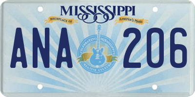 MS license plate ANA206