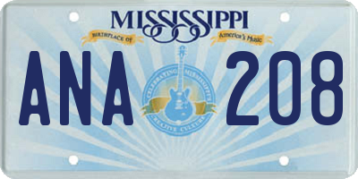 MS license plate ANA208