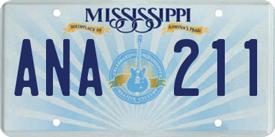 MS license plate ANA211