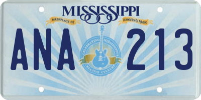 MS license plate ANA213