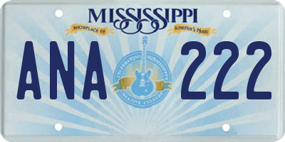 MS license plate ANA222