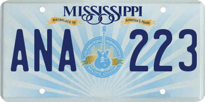 MS license plate ANA223