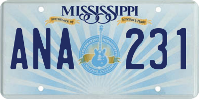 MS license plate ANA231
