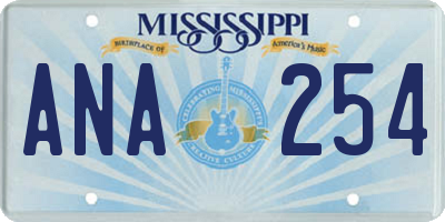 MS license plate ANA254