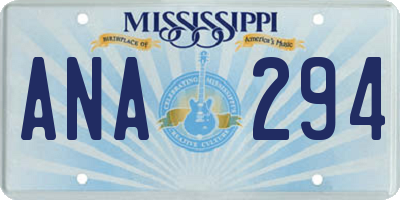 MS license plate ANA294