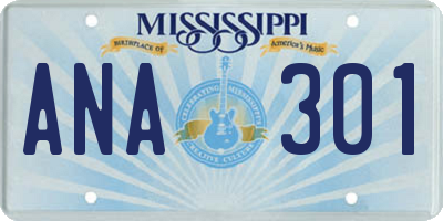 MS license plate ANA301