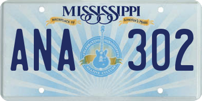 MS license plate ANA302