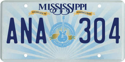 MS license plate ANA304