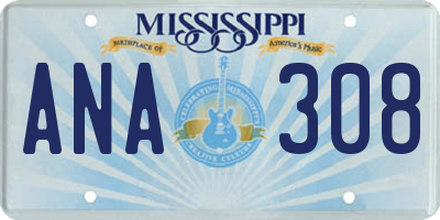 MS license plate ANA308