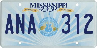 MS license plate ANA312