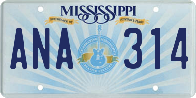 MS license plate ANA314