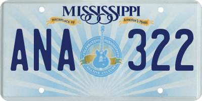 MS license plate ANA322