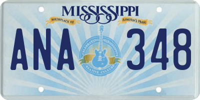 MS license plate ANA348