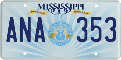 MS license plate ANA353