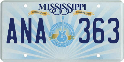 MS license plate ANA363