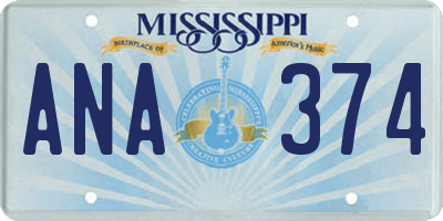 MS license plate ANA374