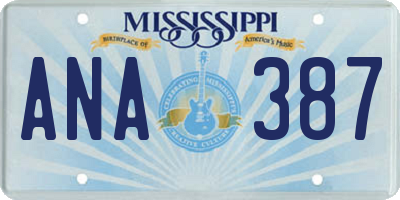 MS license plate ANA387