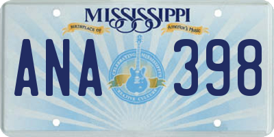 MS license plate ANA398