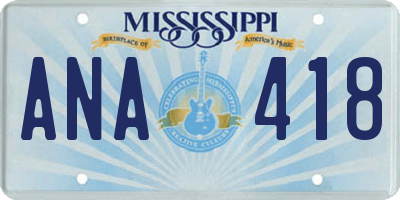 MS license plate ANA418