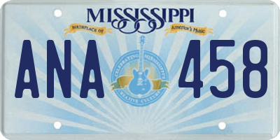 MS license plate ANA458