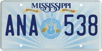 MS license plate ANA538