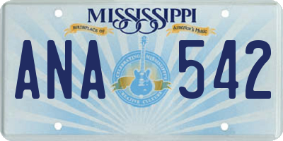MS license plate ANA542