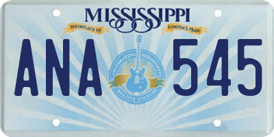 MS license plate ANA545