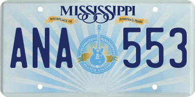 MS license plate ANA553