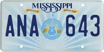 MS license plate ANA643